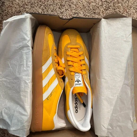 NEW - Original Box Adidas Gazelle Indoor Crew Yellow/Gold - Never worn! M9/W10.5 - Picture 6 of 9